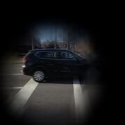An example of advanced glaucoma, this picture shows severe tunnel vision when looking at a car. 